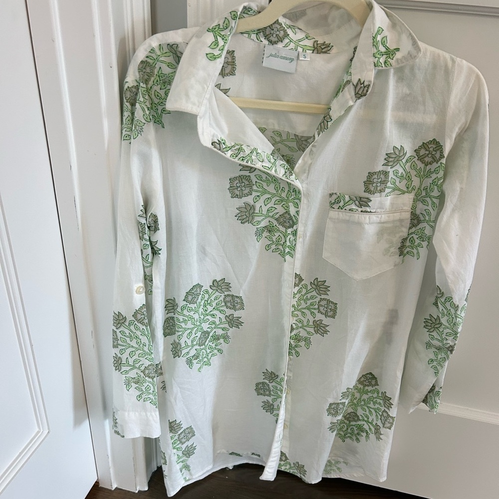 Julia amory green and white XS shirt dress